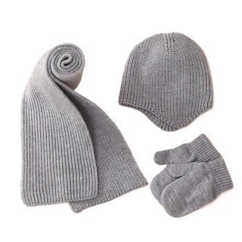 Детска топло шапчица-бини и комплект ръкавици, вязаная шапка и ръкавици, шапка-шал за бебета, монофонични подарък за душата, за деца