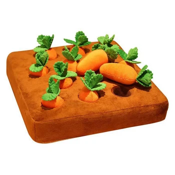 Морков плюшен играчка за дъвчене зеленчуци за домашни любимци, играчки за нюхания храна, която е била скрита за домашни любимци, за да се подобрят хранителните навици, здрава играчка за дъвчене за кучета