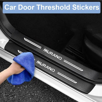 Автомобилни стикери от карбон за Nissan Murano, лого, етикети на прага на лента, Защитен филм върху праг на багажника, водоустойчиви аксесоари