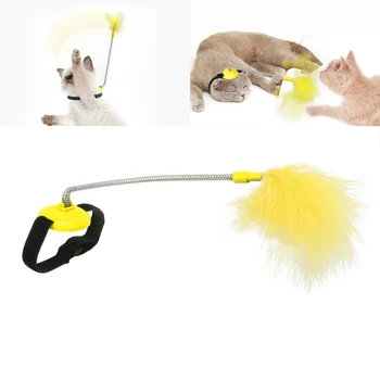 Играчки за котки, забавна пръчка-закачка от пера с камбана, нашийник на домашен любимец, коте, което свири в пръчка-закачка, образователни играчки за котки