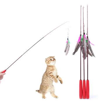 Пръчки-закачки за котки, три пъти телескопичен прът, пръчка за коте, забавно ловец, дразнящая пръчка, пръчка, Интерактивни играчки-закачки на клечка