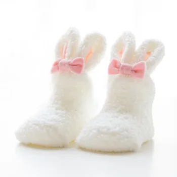 Lawadka 0-24 м, Чорапи за новородени момичета от коралов руно, Меки Чорапи със сладък заек за момичета, Зимни аксесоари за деца 2023, Новост