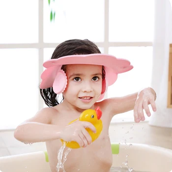 Защитна мека шапка за душ и вана, еластичен шампоан, детска регулируема капачка за измиване на косата