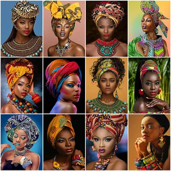 Плакат с портрет на африканската черната жена, плакати и отпечатъци върху платно, стенно изкуство, живопис за всекидневната, начало декор, Cuadros