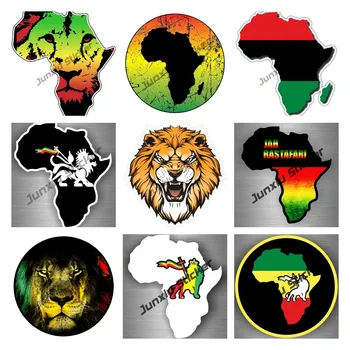 Rasta Африканска форма на Карта Лъв Стикер на Колата Африканска карта Стикер на Раста Реге ДЖА Африка Лъвът на Юда, Една Любов Растафараи