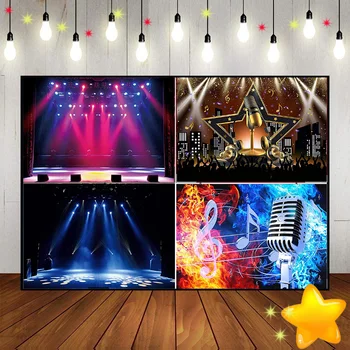 Музикално шоу звезди на сцената, фонова снимка, декори, осветление, украса за рожден Ден, парти, индивидуален фон, концерт на живо