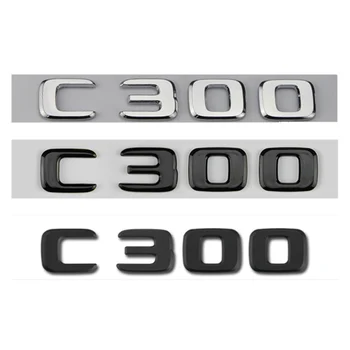 3d ABS Хромирани черни букви, емблеми C300 Икона на багажника на колата Стикер за Mercedes Benz C300 W205 W204 Аксесоари за етикети
