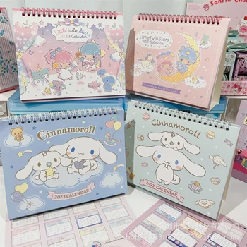 Календар Kawaii Sanrio на 2023 година, Сладък Куроми, Моята Мелодия, Cinnamoroll, Cartoony Настолен календар Pochacco, Декоративна играчка, подарък за момичета