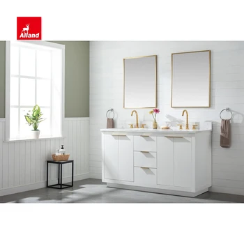 Всички класни стаи в съвременен стил, покрити с светло-бял лак, тоалетка с огледало за баня, шкафове за баня с плоска вратата панел