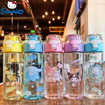 550 мл Sanrio Скъпа бутилка за вода Kuromi Cinnamoroll Карикатура Аниме Стъклена чаша Ръкав Играчки за деца Кавайная Бутилка Подарък Чаша за вода