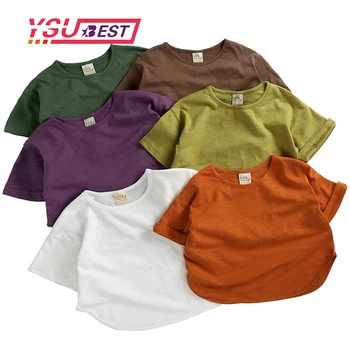 Лятна детска тениска, Бебешки дрехи, тениски с къс ръкав Ярки цветове, Корейската Свободна Памучен тениска За момчета И момичета, Модерни Меки върхове