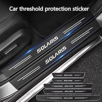 Етикети на прага на автомобил, защитно фолио, изработени от въглеродни влакна за Hyundai Solaris 2011 2012 2013 2014 - 2017 2018 2020 2021 2022 2023