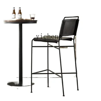 ГГ Бар стол в индустриален стил, уютна облегалка, модерен минималистичен бар стол с високи крака