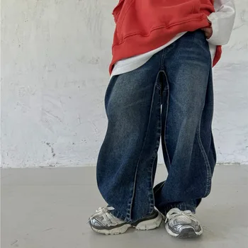 Детски дрехи Дънкови панталони 2023 Пролет Есен с Нови Модни Красиви Ежедневни прости дънки и пълнометражни за момчета и момичета