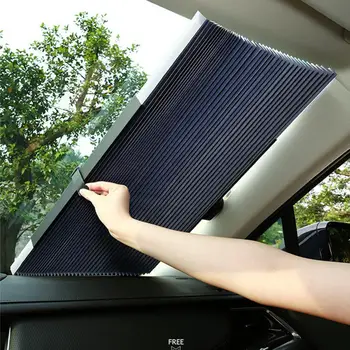 Автомобилна убирающаяся шторка В зоната на контакт с вендузата е Лесна за защита на превозното средство от слънцето, Подвижните щори на прозорците Допълнително отпред
