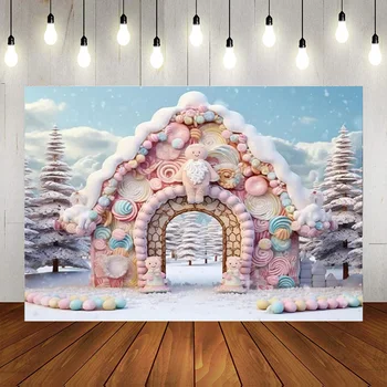 Фон за снимки на зимния Коледните пряничного къща, Сладкарница, на фона на коледната партита, фото-банер
