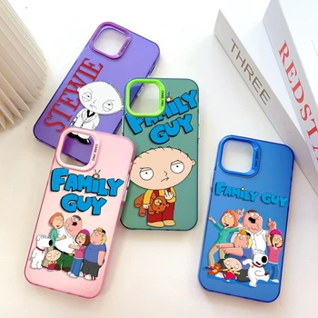 Cartoony калъф за телефон Смешни Family Guys за iPhone 13 12 11 15 14 Pro Max Plus с творческата кант, посеребренный вътре, твърд TPU