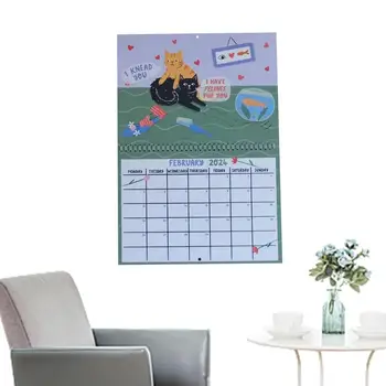 Календар на Котки в 2024 Година Месечната Офис Месечно планиране на Календар Календар За Удобно Планиране на Посещения В Офиси, Хотели, Апартаменти