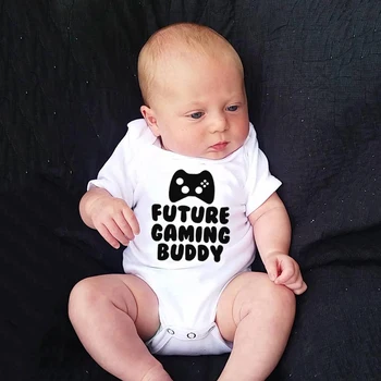 Future Gaming Buddy/ Забавен гащеризон за новородени момчета и момичета, дрехи с къси ръкави за деца, модерен гащеризон за бебета 0-24 м