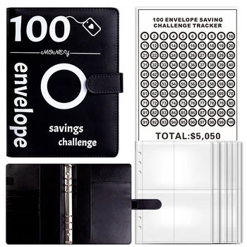 100 пликове за спестяване на пари, папка за спестяванията формат А5 с конвертами за пари в брой, за планиране и спестяване