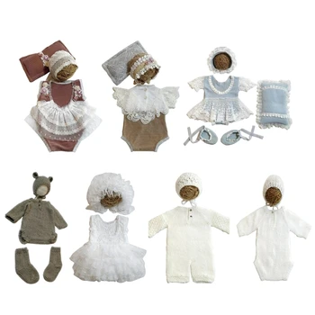 Гащеризон за малки момичета с шапка/превръзка на главата, летен завързана гащеризон за бебета, дрехи за деца