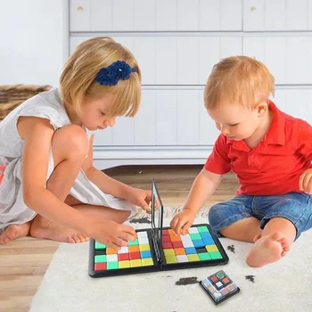 3D Състезателни куб, детски играчки, настолни игри за партита, Бойна състезание за двама, Цветни квадрати, играчка за родители и деца, двухскоростной Магическо кубче