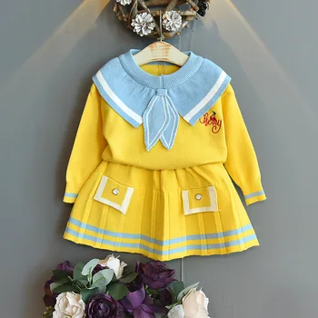 Вязаный чужденец 2023, ново детско вълнена рокля Xiaoxiangfeng Academy, комплект от две части за бебета и деца
