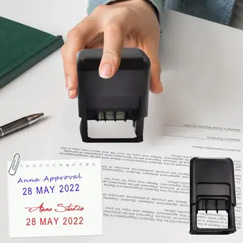 Самоклеящийся Печат, Дата С Подписването на Потребителски Текст Печат на Текст Шрифта Потребителска Печат DIY Регулируема Комбинация от Датата на Мастило K7R2