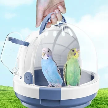 Прозорец за птици Преносим сгъваема переноска за транспортиране Дишаща клетка на едро прозрачна чанта за папагали