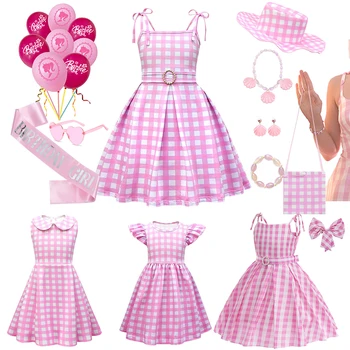 Розов костюм за cosplay, Barbier Момичета за деца 2023, нова хубава дреха в розова клетка, детски рокли за Хелоуин, карнавал, парти за рожден Ден.