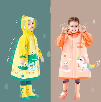 Дъждобран за деца, воден дождевики за момчета и момичета, детски дождевики с модел на динозавър, сладки дождевики, детски дрехи