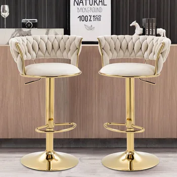 Новият бутиков бар стол Nordic luxury, подвижен въртящ се бар стол, модерен минималистичен бар стол, домашен високо столче.