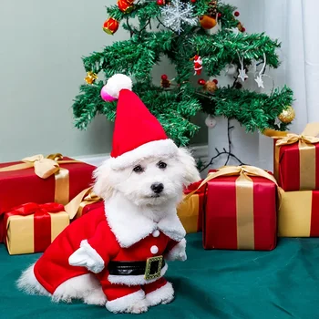 Нов съраунд коледен костюм за домашен любимец, Коледна шапка, дрехи за кучета, трансформированная на бъдни дрехи за домашни кучета