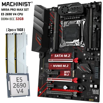 MACHINIST X99 Комплект дънната платка LGA 2011-3 Комплект Xeon E5 2690 V4 CPU 2X16 = 32 GB Оперативна памет DDR4 ECC SSD NVME Sata M. 2 MR9A PRO MAX