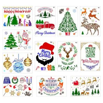 Коледна Картина Шаблон Картичка Изготвяне на Шаблон За Означения За Зимните Празници, САМ Декор Шаблони Шаблон За Производство на пощенски Картички Зима