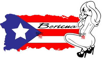 Стикер-стикер за автомобил в Пуерто Рико ISLAND с гол момиче Подходящи за ванове, АВТОБУСИ, 4x4, ски багажник, стени, прозорци