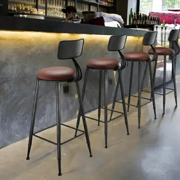 Висококачествени Луксозни бар столове Модерна изкуствена кожа Проста маса за Хранене, бар стол Удобни и Красиви столове за бар