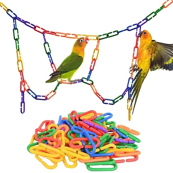 Играчки за птици, Пластмасови Декоративни Играчки-Пъзели, Комбиниран Набор от очевидно поклащащи се на Пръстените