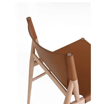 C0316 Минималистичное на седлото в италиански стил, кожен обяд кресло, дизайнерска кафе-сладкарница, ежедневното стол за преговори от масивно дърво, модерен минимализъм