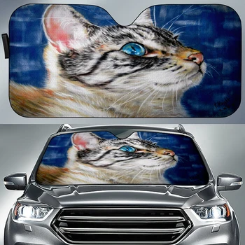 Художествена живопис с маслени бои Котка сенника на предното стъкло на автомобила Блокира УЛТРАВИОЛЕТОВИТЕ лъчи Сгъваема сенника Защита на купето от топлината на Универсални Аксесоари