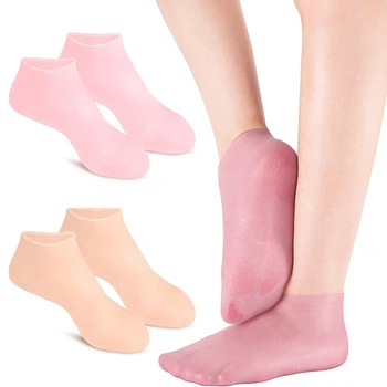 Спа Силиконови чорапи Овлажняващи Гел Чорапи, Ексфолиращи И които сухота, Средство за премахване на напукана мъртвата кожа, средство за грижа за краката