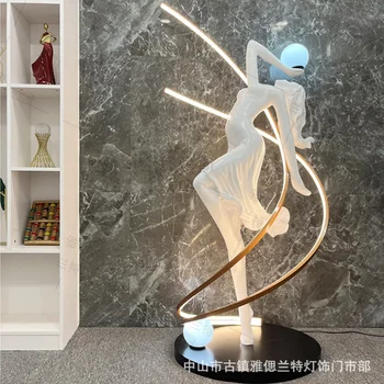 Творческа гуманоидная художествена скулптура, декоративен под лампа дизайнерски Хотел, търговски център, изложбена зала богинята на танца големи бижута