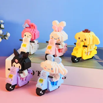 Градивен елемент на Hello Kitty Kuromi Cinnamoroll Декоративен орнамент Строителни блокове Събрани играчки Фигурки аниме Sanrio Подаръци