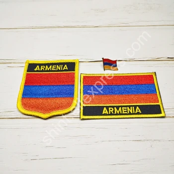 Ленти с бродерия на Националното знаме на Армения, Икона на щит и на жени квадратна форма, един комплект на тъканната заливче, украса на раницата