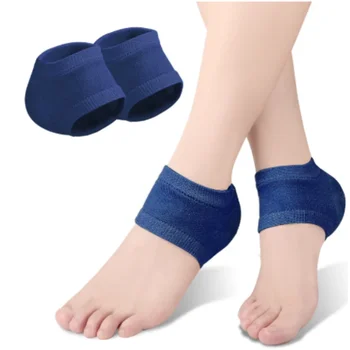 2 елемента Гелево-силиконов ръкав за защита на петата, Пета накладки, Пета чашка за подкрепа на подошвенного фасциита, възглавница за възстановяване на кожата на краката, чорапи, дълги половин ярд