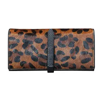 Нови модни дамски портфейли от естествена телешка кожа, дамски луксозни Маркови дизайнерски леопардовые клатчи, подарък чантата си за пари за момичета