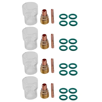28 бр./компл. Комплект от 12 стъклени чаши с къси цангами за корпуса, Газова леща, Заваръчен горелка Tig за Wp-9/ 20/ 25 Заваръчни консумативи