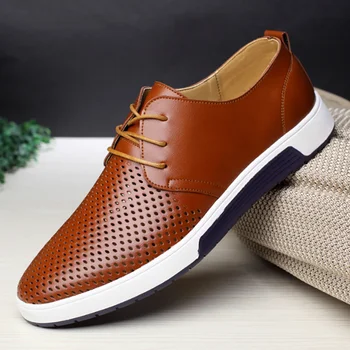 Мъжки ежедневни обувки голям размер 48 47, лоферы за бизнес, мъжки сватбени модела обувки, официалната обувки за фризьор кафяв цвят