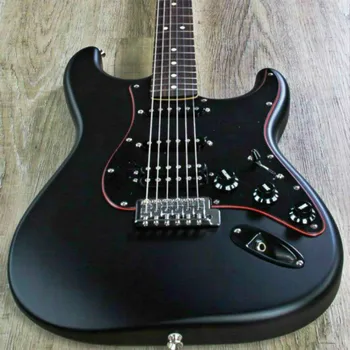 Новост!!!! Електрическа китара Strato с масивен корпус, лешояд от палисандрово дърво, черна подплата, високо качество, матово-черен цвят, усъвършенстване на