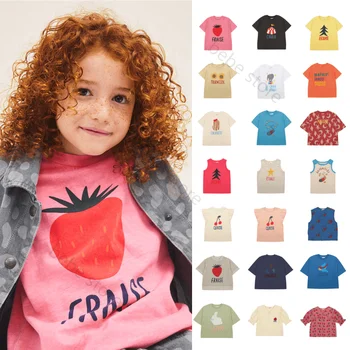 Bebe Store 2023 JM Детска Лятна Тениска С къс Ръкав За Деца Брандираната Лятна Тениска 23SS За Момичета И Момчета Дизайнерски Дрехи Памучни Тениски